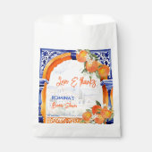 Orangenblaues Azulejo Spanisches Brautparty bevorz Geschenktütchen (Vorderseite)