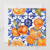 Orangenblaues Azulejo-Talavera-Brautparty Einladung (Rückseite)