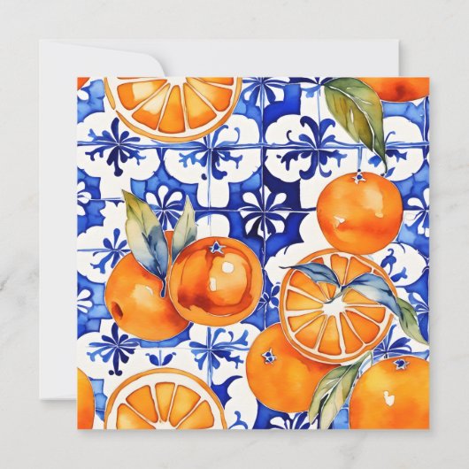 Orangenblaues Azulejo-Talavera-Brautparty Einladung (Rückseite)
