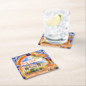 Orangenblaues Azulejo-Talavera-Brautparty Rechteckiger Pappuntersetzer (Vor Ort)