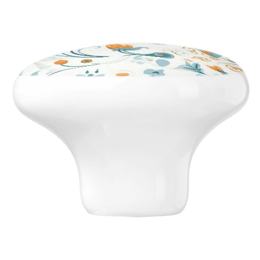 Orangenblaues Retromuster Keramikknauf (Seitenansicht)