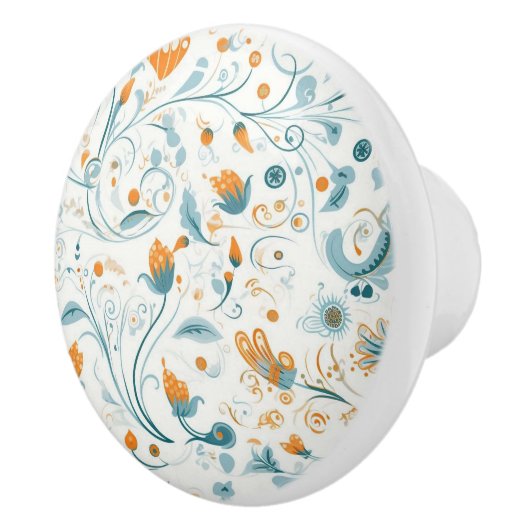 Orangenblaues Retromuster Keramikknauf (Rechts)