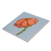 Orangenblume mit blauem Hintergrund Fliese (Seite)