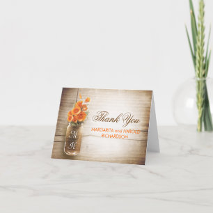 Orangenblumen-Mason-Glas-Hochzeit-Dankeskarten Dankeskarte
