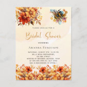 Orangenblumenblätter aus Bienen-Brautparty Einladungspostkarte (Vorderseite)