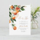 Orangenblüte Die Gender Gender Reveal Einladung (Stehend Vorderseite)