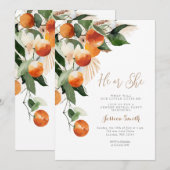 Orangenblüte Die Gender Gender Reveal Einladung (Vorne/Hinten)