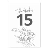 Orangenblüte Foto Hochzeit Graustift Tischnummer (Rückseite)