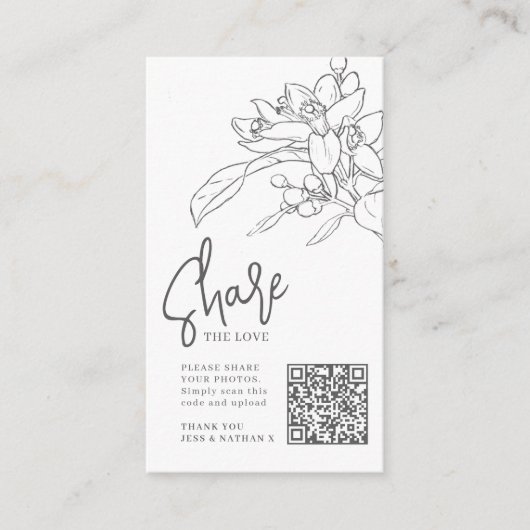 Orangenblüte Hochzeit mit QR-Hochzeit Begleitkarte (Vorderseite)