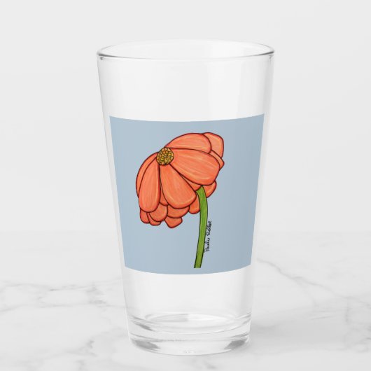 Orangenblüte mit blauem Hintergrund Glas (Vorderseite)