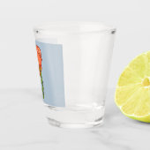 Orangenblüte mit blauem Hintergrund Schnapsglas (Rechts)