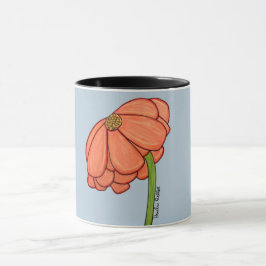 Orangenblüte mit blauem Hintergrund Tasse