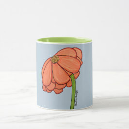 Orangenblüte mit blauem Hintergrund Tasse
