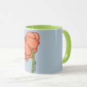 Orangenblüte mit blauem Hintergrund Tasse (VorderseiteRechts)