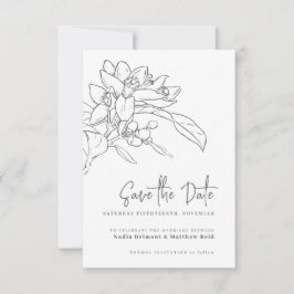 Orangenblüte Mono-Foto Hochzeit speichern Sie das Save The Date