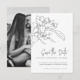 Orangenblüte Mono-Foto Hochzeit speichern Sie das Save The Date