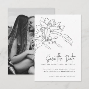 Orangenblüte Mono-Foto Hochzeit speichern Sie das Save The Date