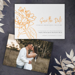 Orangenblüte Mono-Foto Hochzeit speichern Sie das Save The Date