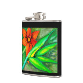 Orangenblüte und grüner Blattkolben Flachmann (Links)