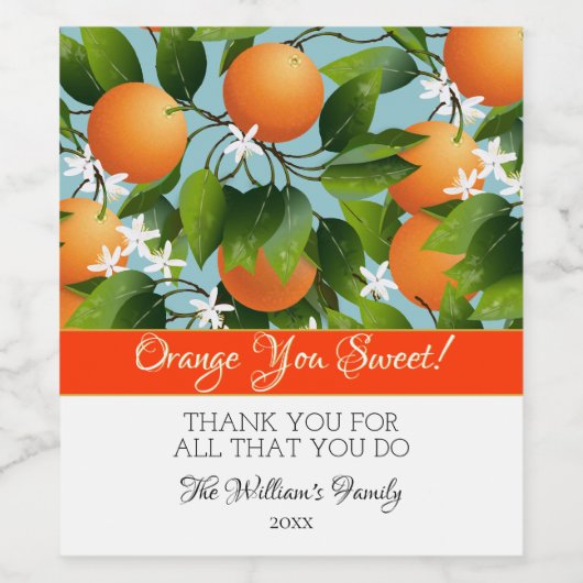 Orangenblüte Weinetikett (Einzelnes Label)