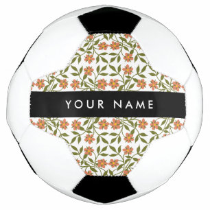 Orangenblüten, Blumenmuster, Boho, Ihr Name Fußball