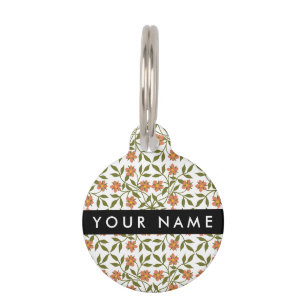 Orangenblüten, Blumenmuster, Boho, Ihr Name Haustiermarke