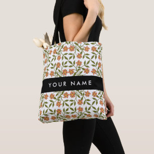 Orangenblüten, Blumenmuster, Boho, Ihr Name Tasche