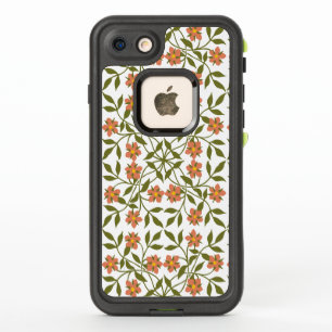 Orangenblüten, Blumenmuster, Grünpflanzen, Boho