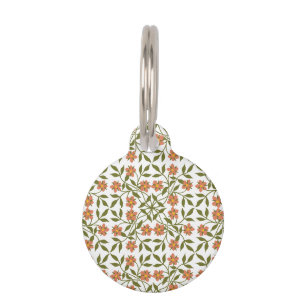 Orangenblüten, Blumenmuster, Grünpflanzen, Boho Haustiermarke