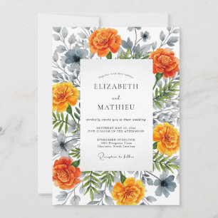 Orangenblüten-Botanische Hochzeit Einladung