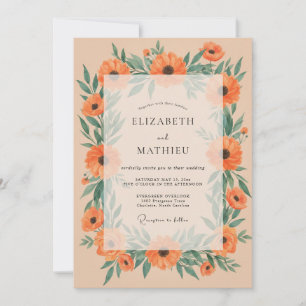 Orangenblüten-Botanische-Romantik-Hochzeit Einladung
