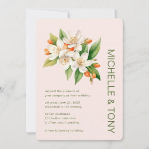 Orangenblüten-Hochzeitseinladung Einladung