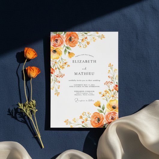 Orangenblüten-Malerische Romanze-Hochzeit Einladung