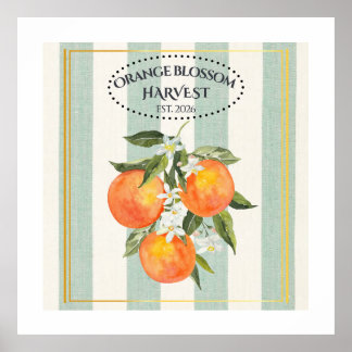 Orangenblüten - Mittelmeer Zitrus Etikett Poster