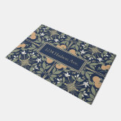 Orangenblüten Muster Adresse Mitternachtsblau Fußmatte (Schrägansicht)