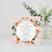 Orangenblüten und Clementinen Babydusche Einladung (Stehend Vorderseite)