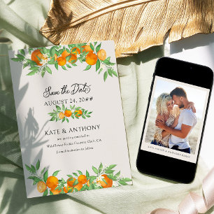 Orangenblüten-Verlobungsfoto-Hochzeit Save The Date