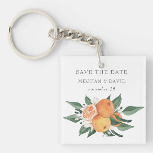Orangenblüten Zitrus Botanischer Save the Date Schlüsselanhänger