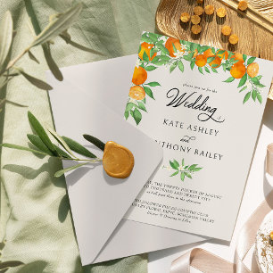 Orangenblüten-Zitrusfrucht-Hochzeit Einladung