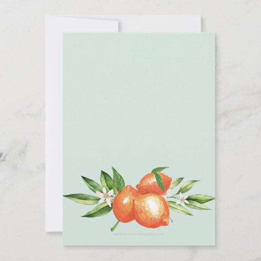 Orangenblüten Zitrusfrüchte Botanisches Brautparty Einladung (Rückseite)