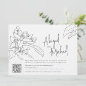 Orangenblütenskizze Mono Foto Hochzeitslandschaft Einladung (Stehend Vorderseite)