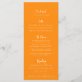 Orangenblütenskizze Orangefarbenes weißes Hochzeit Menükarte (Rückseite)