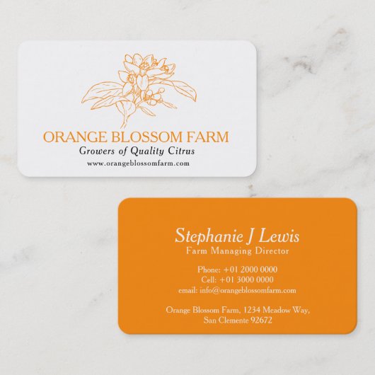 Orangenblütenzucht: Zitruszulieferer für die Pflan Visitenkarte (Vorne/Hinten)