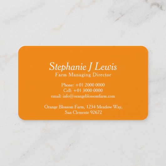 Orangenblütenzucht: Zitruszulieferer für die Pflan Visitenkarte (Rückseite)