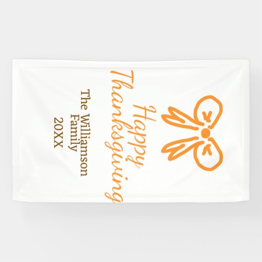 Orangenbogen-Retro glückliche Danksagung fügen Fam Banner (Horizontal)