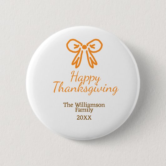 Orangenbogen-Retro glückliche Danksagung fügen Fam Button (Vorderseite)