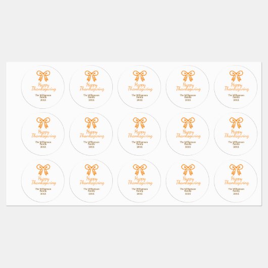 Orangenbogen-Retro glückliche Danksagung fügen Fam Etiketten (Blatt)