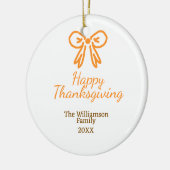 Orangenbogen-Retro glückliche Danksagung fügen Fam Keramik Ornament (Links)