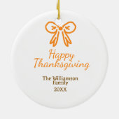 Orangenbogen-Retro glückliche Danksagung fügen Fam Keramik Ornament (Hinten)