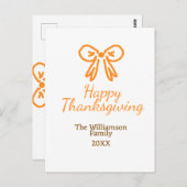 Orangenbogen-Retro glückliche Danksagung fügen Fam Postkarte (Vorne/Hinten)